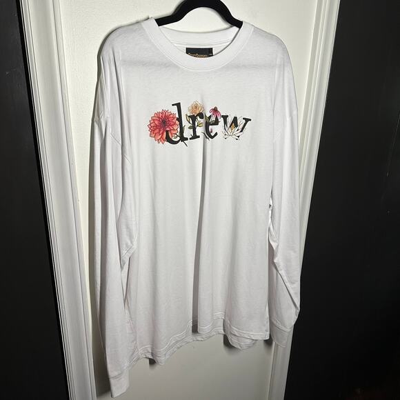 Drew House Men's White Long Sleeve Floral Logo T-Shirt Size XXL Ssense Exclusive - Picture 3 of 9